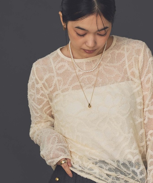 Torrazzo Donna(トラッゾドンナ)の「ジャガードレースクルーネックニット(ニット/セーター・レディース・アイボリー/ブラック・FREE)」の22枚目の写真
