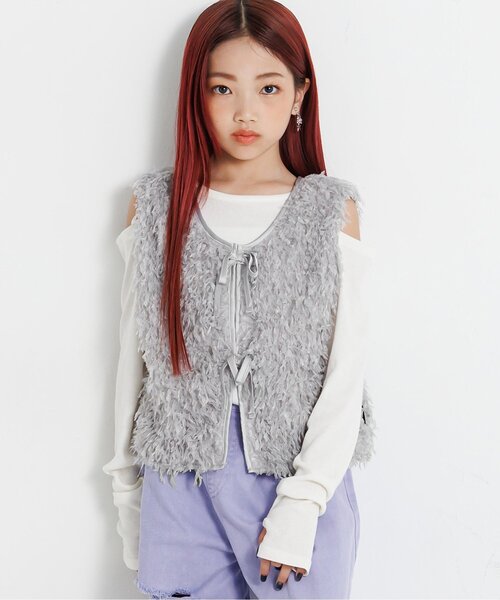 algy（アルジー）の「２WAYテープヤーンベスト（ベスト・キッズ・サックスブルー/アイボリー・SMALL/MEDIUM/X-SMALL/XX-SMALL）」の2枚目の写真