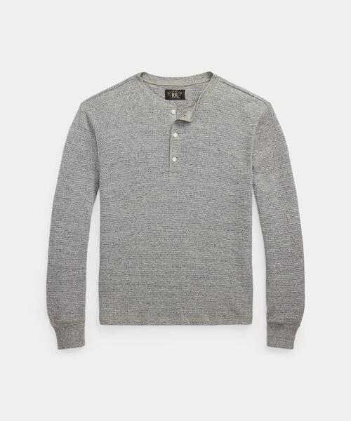 ガーメントダイド ワッフルニット ヘンリーネック シャツ（Tシャツ