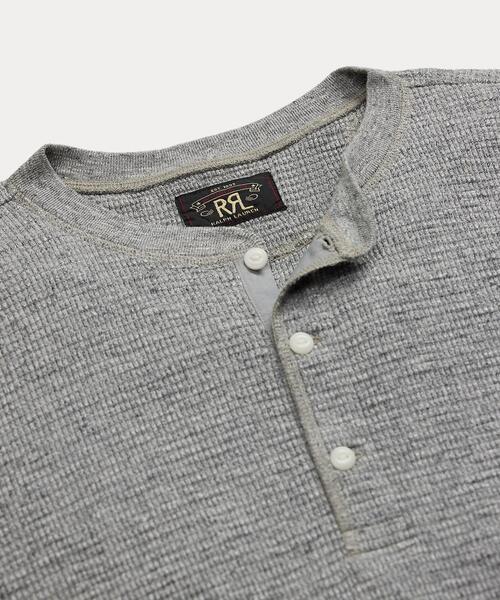 ガーメントダイド ワッフルニット ヘンリーネック シャツ（Tシャツ