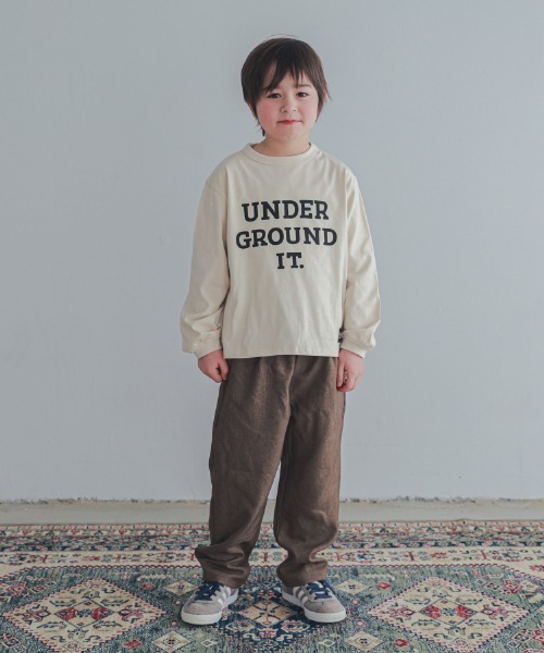 ZERO standerd（ゼロスタンダード）の「zero standard/ゼロスタンダード UNDER　ロングＴシャツ（Tシャツ/カットソー・キッズ・サンドベージュ/ブラック/チャコールグレー・110cm/120cm/130cm/140cm/150cm/160cm/100cm）」の12枚目の写真