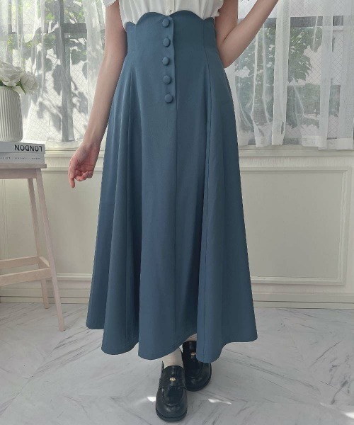 ANNTIAN◆アンティアン⬛︎転写プリントスカート⬛︎フレア⬛︎ギャザー 後ろウエストゴム/洗える】ギャザータックフレアスカート（マキシ