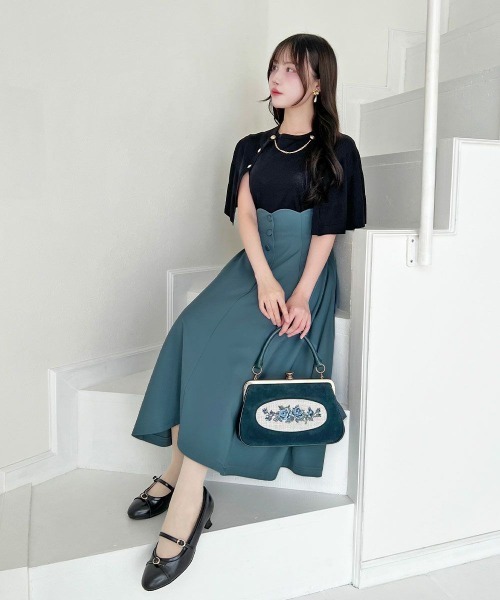 an another angelus（アンアナザーアンジェラス）の「ハイウエストスカラップフレアースカート/fint フィント（スカート・レディース・レッド/ブルー/オリーブ・1/2）」の15枚目の写真