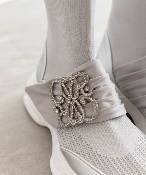 RANDA（ランダ）の「【SUSTAINABLE】ビジューモノグラムパーツソックススニーカー（スニーカー・レディース・ブラック/アイボリー/シルバー・S/M/LL/L）」の13枚目の写真