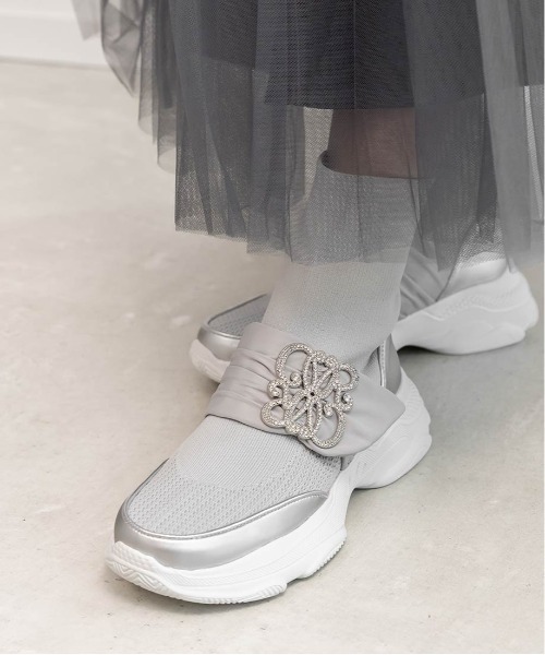 ランダ（RANDA）/＜25秋冬新作＞【SUSTAINABLE】ビジューモノグラムパーツソックススニーカー セール】【SUSTAINABLE】ビジューモノグラムパーツソックススニーカー