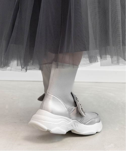 RANDA（ランダ）の「【SUSTAINABLE】ビジューモノグラムパーツソックススニーカー（スニーカー・レディース・ブラック/アイボリー/シルバー・S/M/LL/L）」の16枚目の写真