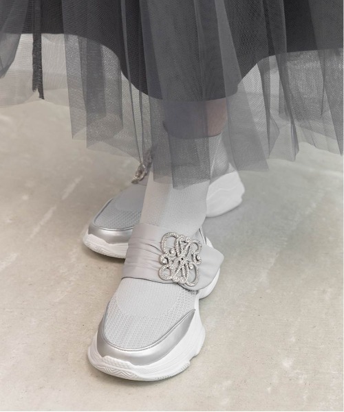 RANDA（ランダ）の「【SUSTAINABLE】ビジューモノグラムパーツソックススニーカー（スニーカー・レディース・ブラック/アイボリー/シルバー・S/M/LL/L）」の17枚目の写真