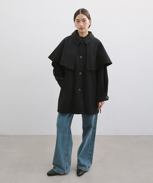 アンミヌ　ケープカラーコート　（Black） アンミヌケープカラーコートブラック
