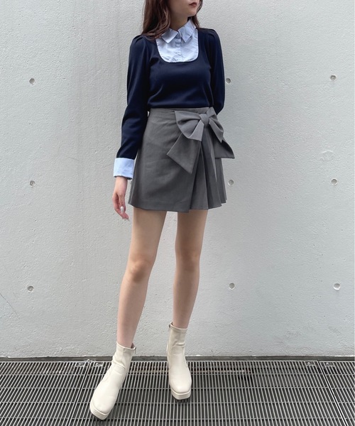 one way（ワンウェイ）の「リボンラップスカート（スカート・レディース・ブラウン系その他/ブラック/グレー・FREE）」の9枚目の写真