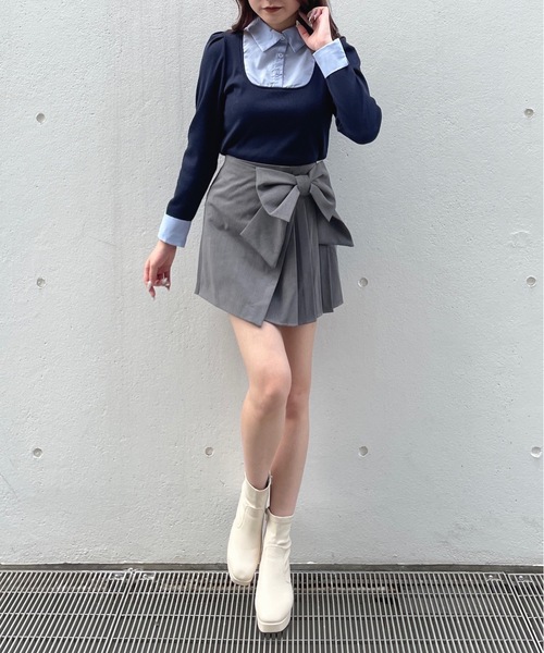 one way（ワンウェイ）の「リボンラップスカート（スカート・レディース・ブラウン系その他/ブラック/グレー・FREE）」の12枚目の写真