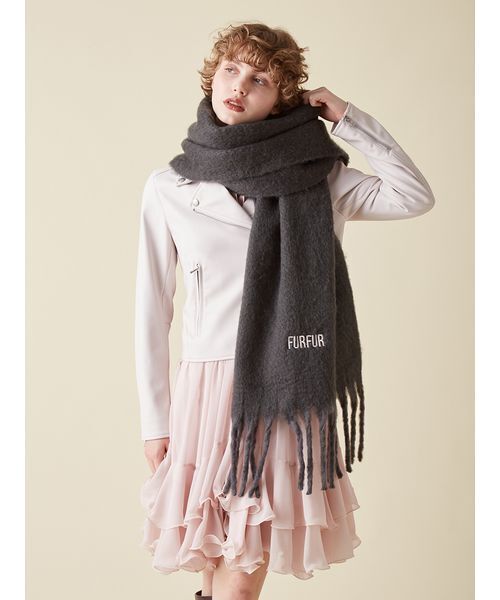 ロゴ刺繍フリンジストール（ストール/ショール）｜FURFUR（ファー