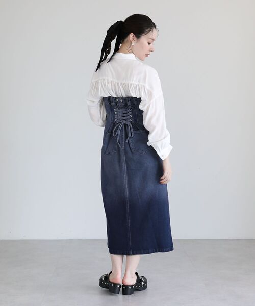 Sugar spoon（シュガースプーン）の「・SUGAR SPOON 2wayデニムジャンスカ（ジャンパースカート・レディース・インディゴブルー/パープル/ブラック・FREE）」の9枚目の写真