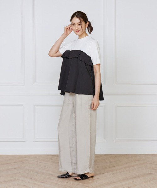 INED(イネド)の「ビスチェ風コンビ ジャージートップス(Tシャツ/カットソー・レディース・ベージュ/ホワイト・9号)」の8枚目の写真