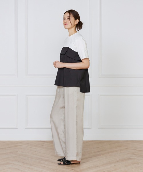 INED(イネド)の「ビスチェ風コンビ ジャージートップス(Tシャツ/カットソー・レディース・ベージュ/ホワイト・9号)」の9枚目の写真