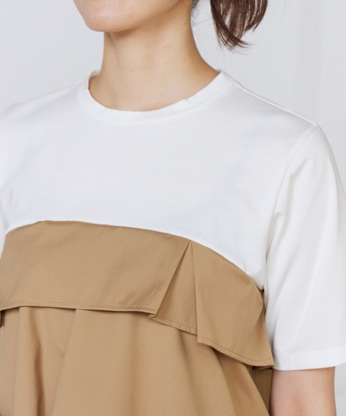 INED(イネド)の「ビスチェ風コンビ ジャージートップス(Tシャツ/カットソー・レディース・ベージュ/ホワイト・9号)」の13枚目の写真
