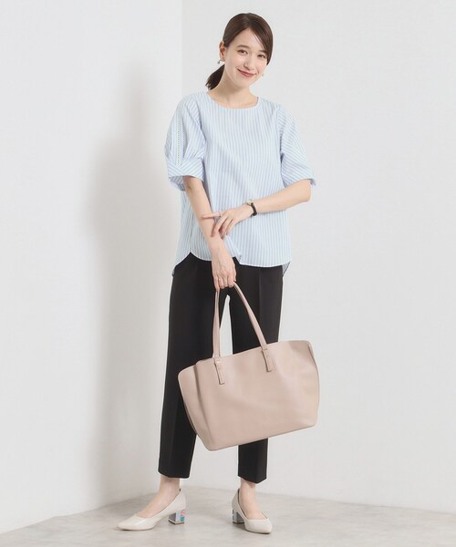 ITS'DEMO（イッツデモ）の「【手洗い可】袖ツイストストライプブラウス（シャツ/ブラウス・レディース・ホワイト系5/ブルー系2/サックスブルー系2/ピンク系3・00）」の22枚目の写真