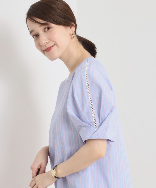 ITS'DEMO（イッツデモ）の「【手洗い可】袖ツイストストライプブラウス（シャツ/ブラウス・レディース・ホワイト系5/ブルー系2/サックスブルー系2/ピンク系3・00）」の16枚目の写真