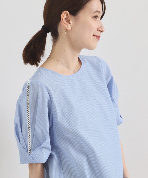 ITS'DEMO（イッツデモ）の「【手洗い可】袖ツイストストライプブラウス（シャツ/ブラウス・レディース・ホワイト系5/ブルー系2/サックスブルー系2/ピンク系3・00）」の20枚目の写真