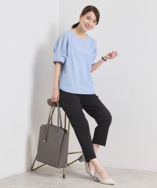 ITS'DEMO（イッツデモ）の「【手洗い可】袖ツイストストライプブラウス（シャツ/ブラウス・レディース・ホワイト系5/ブルー系2/サックスブルー系2/ピンク系3・00）」の10枚目の写真