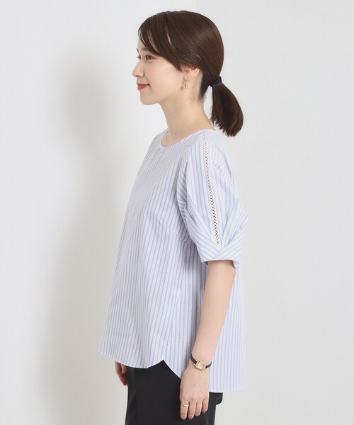 ITS'DEMO（イッツデモ）の「【手洗い可】袖ツイストストライプブラウス（シャツ/ブラウス・レディース・ホワイト系5/ブルー系2/サックスブルー系2/ピンク系3・00）」の13枚目の写真