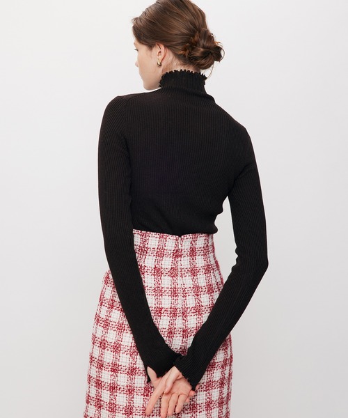 DEICY(デイシー)の「ハイネックリブニット(ニット/セーター・レディース・チャコールグレー/オフホワイト/ダークブラウン・FREE)」の21枚目の写真