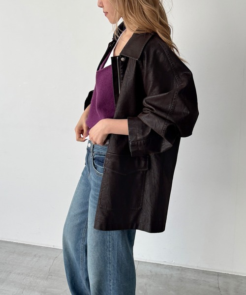 CANAL JEAN(キャナルジーン)の「Bellatag ヴィンテージスエードハーフジャケット(その他アウター・レディース・ブラウン・ONE SIZE)」の3枚目の写真