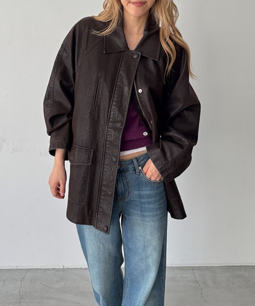 CANAL JEAN(キャナルジーン)の「Bellatag ヴィンテージスエードハーフジャケット(その他アウター・レディース・ブラウン・ONE SIZE)」の6枚目の写真
