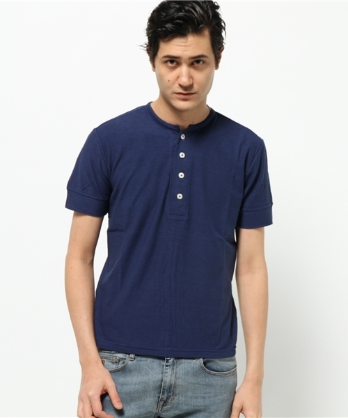 BHY-biography(ビーエイチワイバイオグラフィー)の「30/1ROUFY HENLEY NECK(Tシャツ/カットソー・メンズ・ブラック/ホワイト/ブルー・48/46/44)」の3枚目の写真