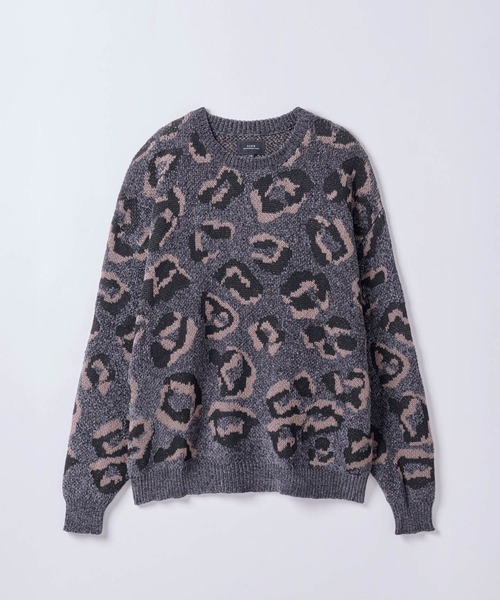 SLICK(スリック)の「【SLICK/スリック】Mole Yarn Leopard Jacquard Knit Pullover/モールヤーンレオパードジャガードプルオーバー(ニット/セーター・メンズ・ブラウン/ブラック・1/2/3)」の2枚目の写真