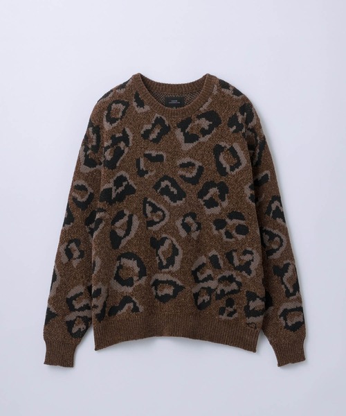 SLICK(スリック)の「【SLICK/スリック】Mole Yarn Leopard Jacquard Knit Pullover/モールヤーンレオパードジャガードプルオーバー(ニット/セーター・メンズ・ブラウン/ブラック・1/2/3)」の5枚目の写真