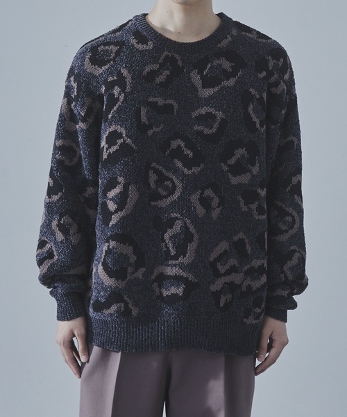 SLICK(スリック)の「【SLICK/スリック】Mole Yarn Leopard Jacquard Knit Pullover/モールヤーンレオパードジャガードプルオーバー(ニット/セーター・メンズ・ブラウン/ブラック・1/2/3)」の7枚目の写真