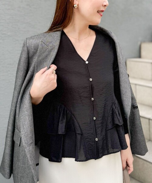 セール】ウォッシャブルオーガンジーティアードブラウス（シャツ