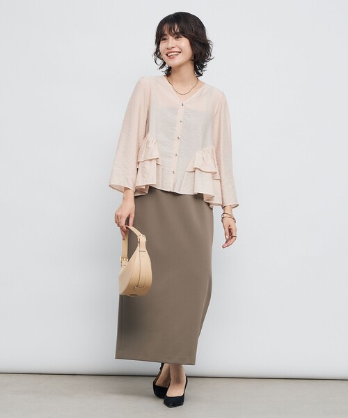 NOLLEY’S Sophi（ノーリーズソフィ）の「ウォッシャブルオーガンジーティアードブラウス（シャツ/ブラウス・レディース・ベビーピンク/ブラック・38）」の3枚目の写真