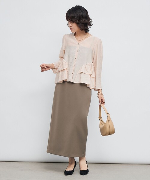 NOLLEY’S Sophi（ノーリーズソフィ）の「ウォッシャブルオーガンジーティアードブラウス（シャツ/ブラウス・レディース・ベビーピンク/ブラック・38）」の4枚目の写真