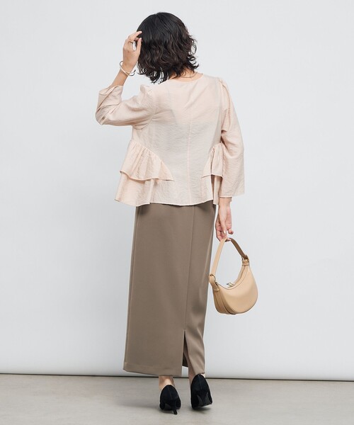 NOLLEY’S Sophi（ノーリーズソフィ）の「ウォッシャブルオーガンジーティアードブラウス（シャツ/ブラウス・レディース・ベビーピンク/ブラック・38）」の5枚目の写真