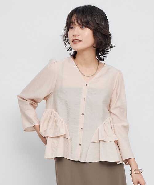 NOLLEY’S Sophi（ノーリーズソフィ）の「ウォッシャブルオーガンジーティアードブラウス（シャツ/ブラウス・レディース・ベビーピンク/ブラック・38）」の6枚目の写真