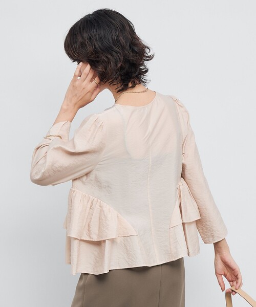 NOLLEY’S Sophi（ノーリーズソフィ）の「ウォッシャブルオーガンジーティアードブラウス（シャツ/ブラウス・レディース・ベビーピンク/ブラック・38）」の8枚目の写真