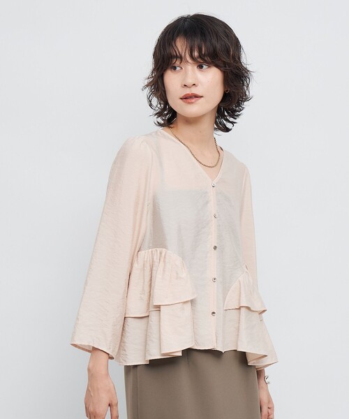 NOLLEY’S Sophi（ノーリーズソフィ）の「ウォッシャブルオーガンジーティアードブラウス（シャツ/ブラウス・レディース・ベビーピンク/ブラック・38）」の11枚目の写真