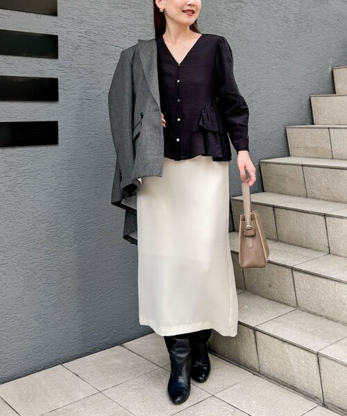 NOLLEY’S Sophi（ノーリーズソフィ）の「ウォッシャブルオーガンジーティアードブラウス（シャツ/ブラウス・レディース・ベビーピンク/ブラック・38）」の12枚目の写真