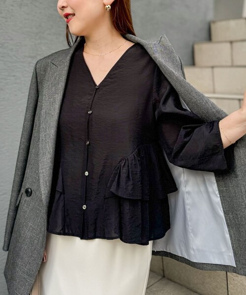 NOLLEY’S Sophi（ノーリーズソフィ）の「ウォッシャブルオーガンジーティアードブラウス（シャツ/ブラウス・レディース・ベビーピンク/ブラック・38）」の13枚目の写真