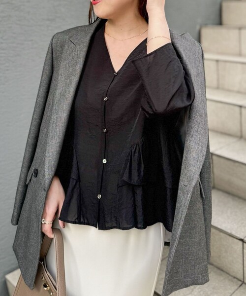 セール】ウォッシャブルオーガンジーティアードブラウス（シャツ