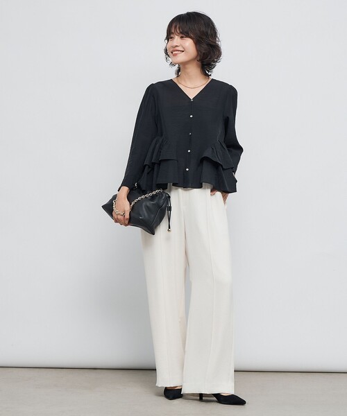 NOLLEY’S Sophi（ノーリーズソフィ）の「ウォッシャブルオーガンジーティアードブラウス（シャツ/ブラウス・レディース・ベビーピンク/ブラック・38）」の15枚目の写真