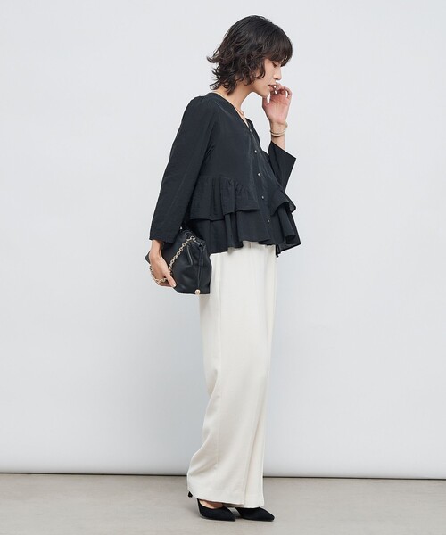 NOLLEY’S Sophi（ノーリーズソフィ）の「ウォッシャブルオーガンジーティアードブラウス（シャツ/ブラウス・レディース・ベビーピンク/ブラック・38）」の18枚目の写真