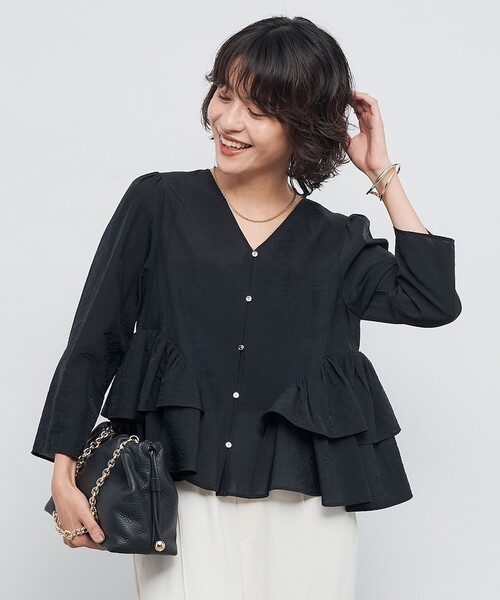 NOLLEY’S Sophi（ノーリーズソフィ）の「ウォッシャブルオーガンジーティアードブラウス（シャツ/ブラウス・レディース・ベビーピンク/ブラック・38）」の20枚目の写真