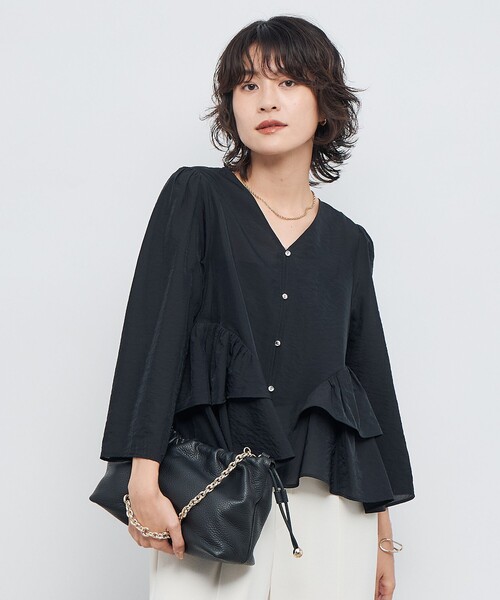 セール】ウォッシャブルオーガンジーティアードブラウス（シャツ