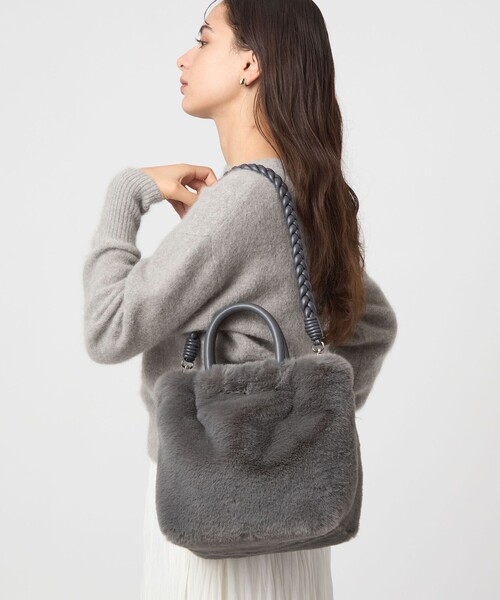 green label relaxing（グリーンレーベルリラクシング）の「フェイクファー2WAY トートバッグ / ショルダーバッグ（トートバッグ・レディース・グレー/ダークブラウン/その他1/モカ・FREE）」の6枚目の写真