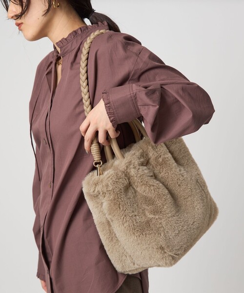 green label relaxing（グリーンレーベルリラクシング）の「フェイクファー2WAY トートバッグ / ショルダーバッグ（トートバッグ・レディース・グレー/ダークブラウン/その他1/モカ・FREE）」の11枚目の写真