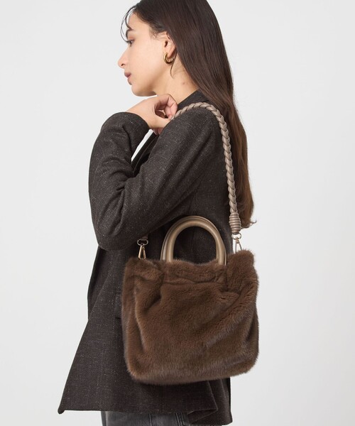 green label relaxing（グリーンレーベルリラクシング）の「フェイクファー2WAY トートバッグ / ショルダーバッグ（トートバッグ・レディース・グレー/ダークブラウン/その他1/モカ・FREE）」の12枚目の写真