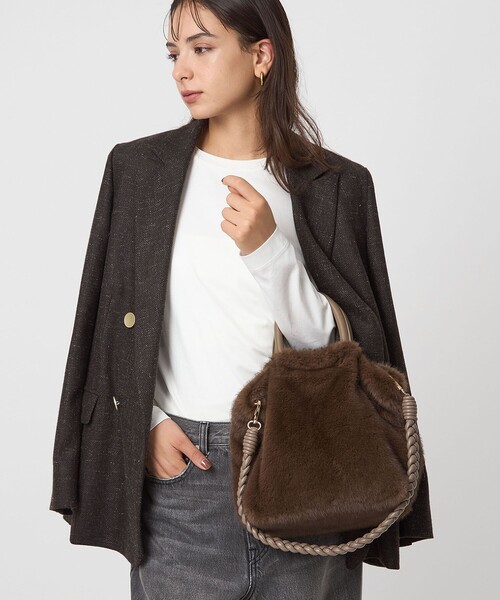 green label relaxing（グリーンレーベルリラクシング）の「フェイクファー2WAY トートバッグ / ショルダーバッグ（トートバッグ・レディース・グレー/ダークブラウン/その他1/モカ・FREE）」の13枚目の写真