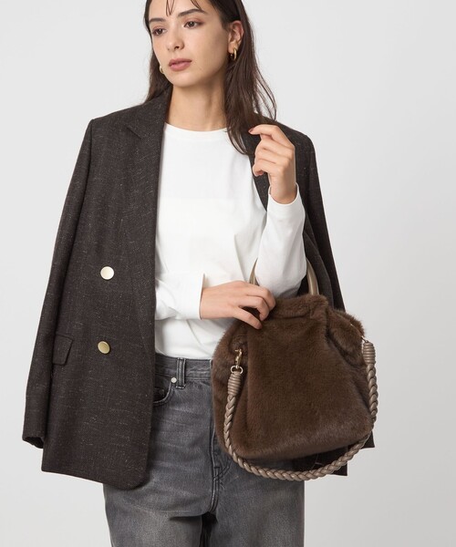 green label relaxing（グリーンレーベルリラクシング）の「フェイクファー2WAY トートバッグ / ショルダーバッグ（トートバッグ・レディース・グレー/ダークブラウン/その他1/モカ・FREE）」の14枚目の写真